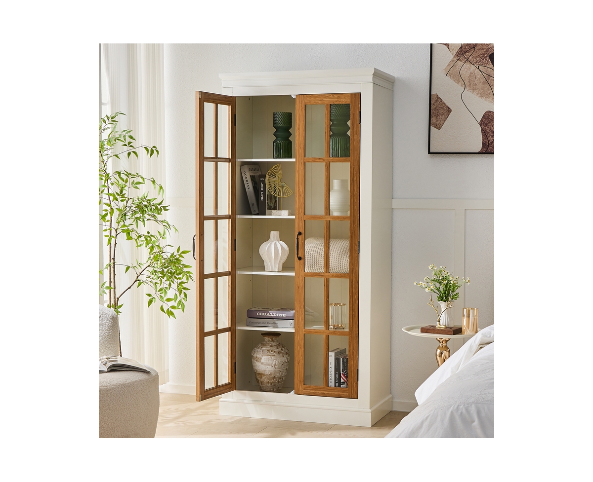 Casainc 71.2" Freestanding Storage Cabinet with Glass Door