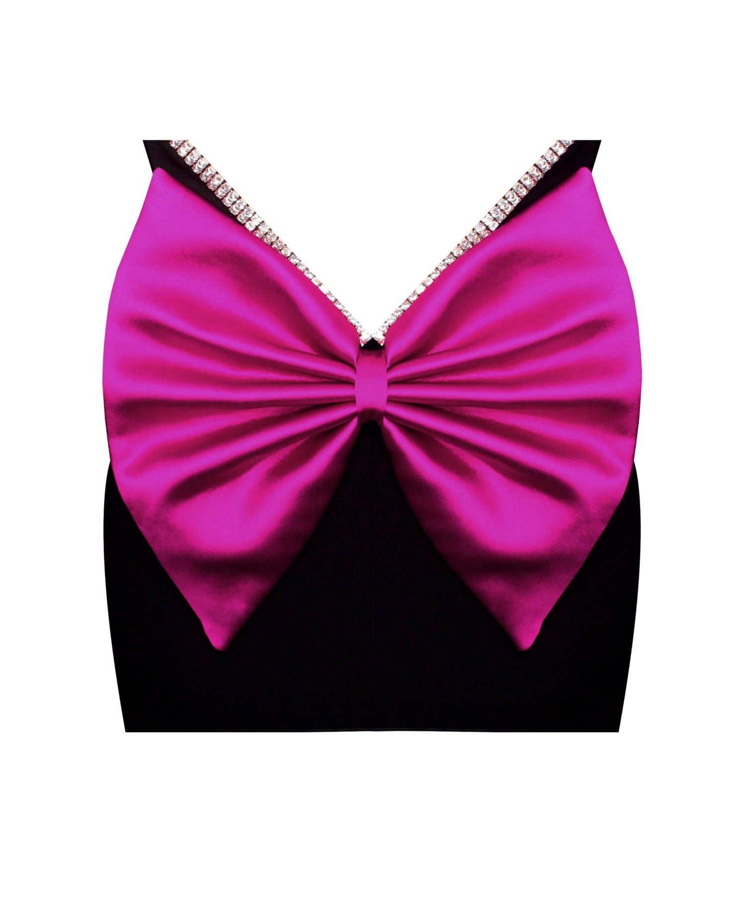 Women's Flore Black Crystal Straps Backless Gown With Bow