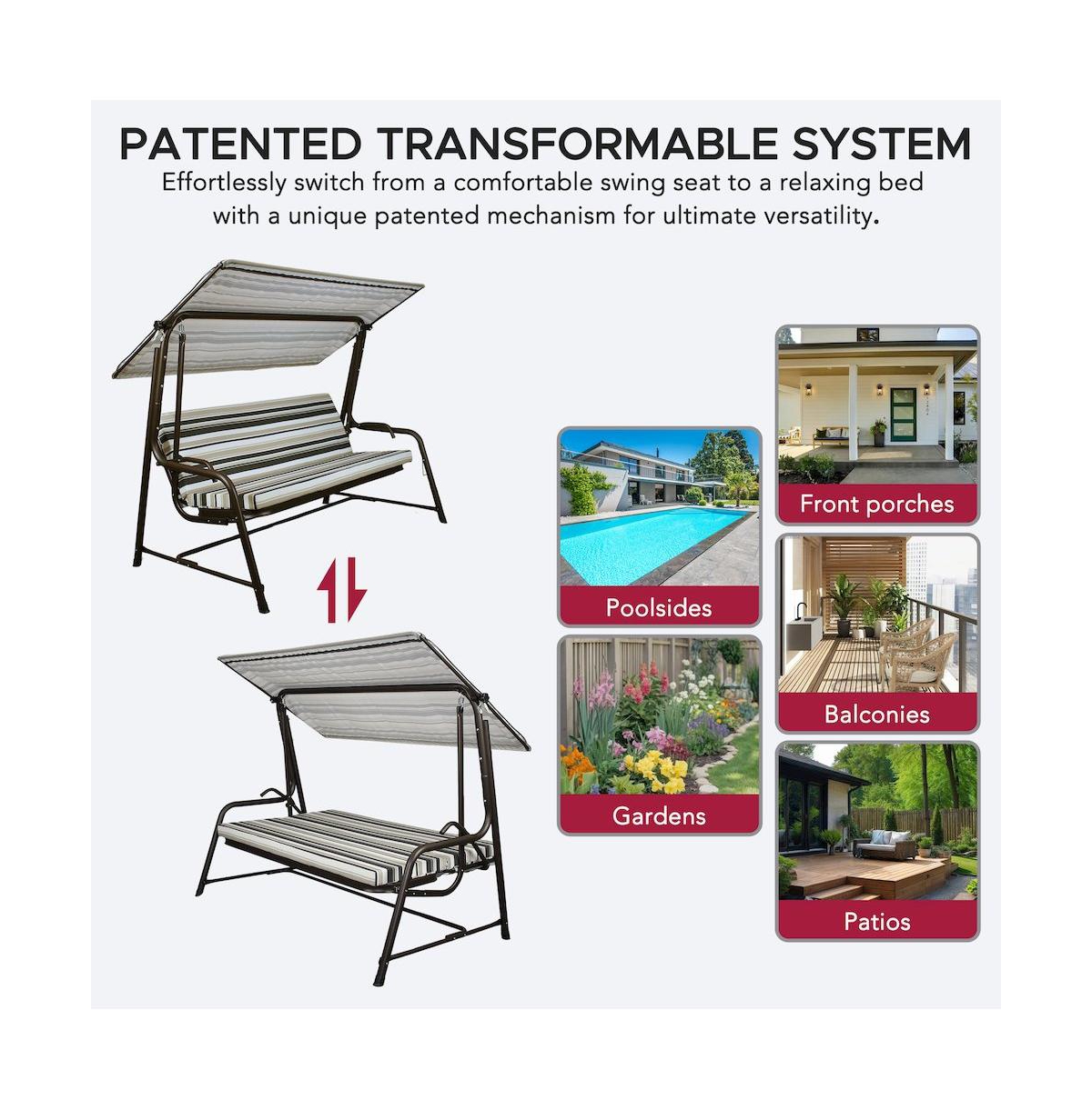 Sunjoy 4-Seat Luxury Swing and Bed with Elastic Metal Mesh Seat