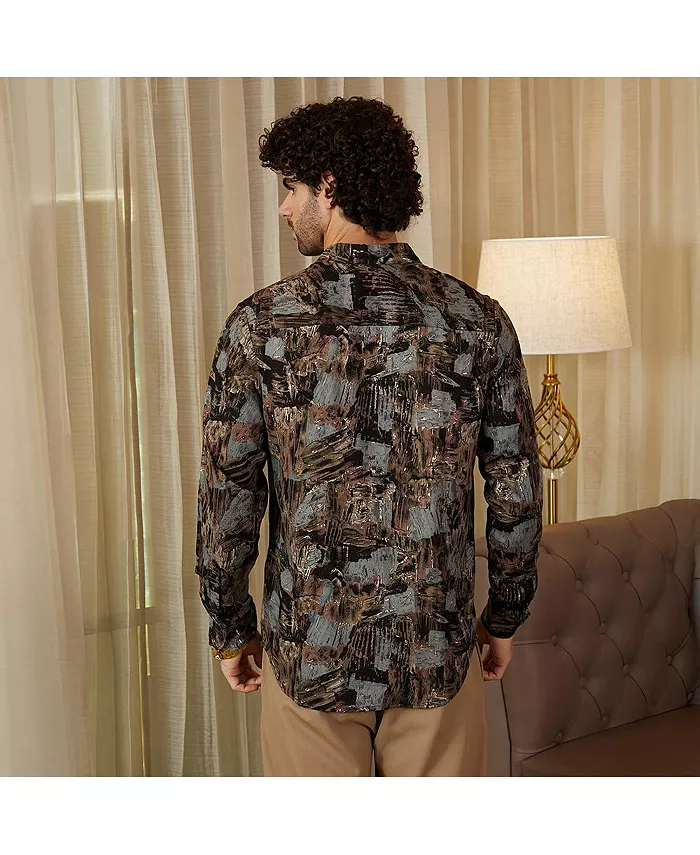 Men's Obsidian Black Impressionistic Strokes Shirt - thumbnail 3