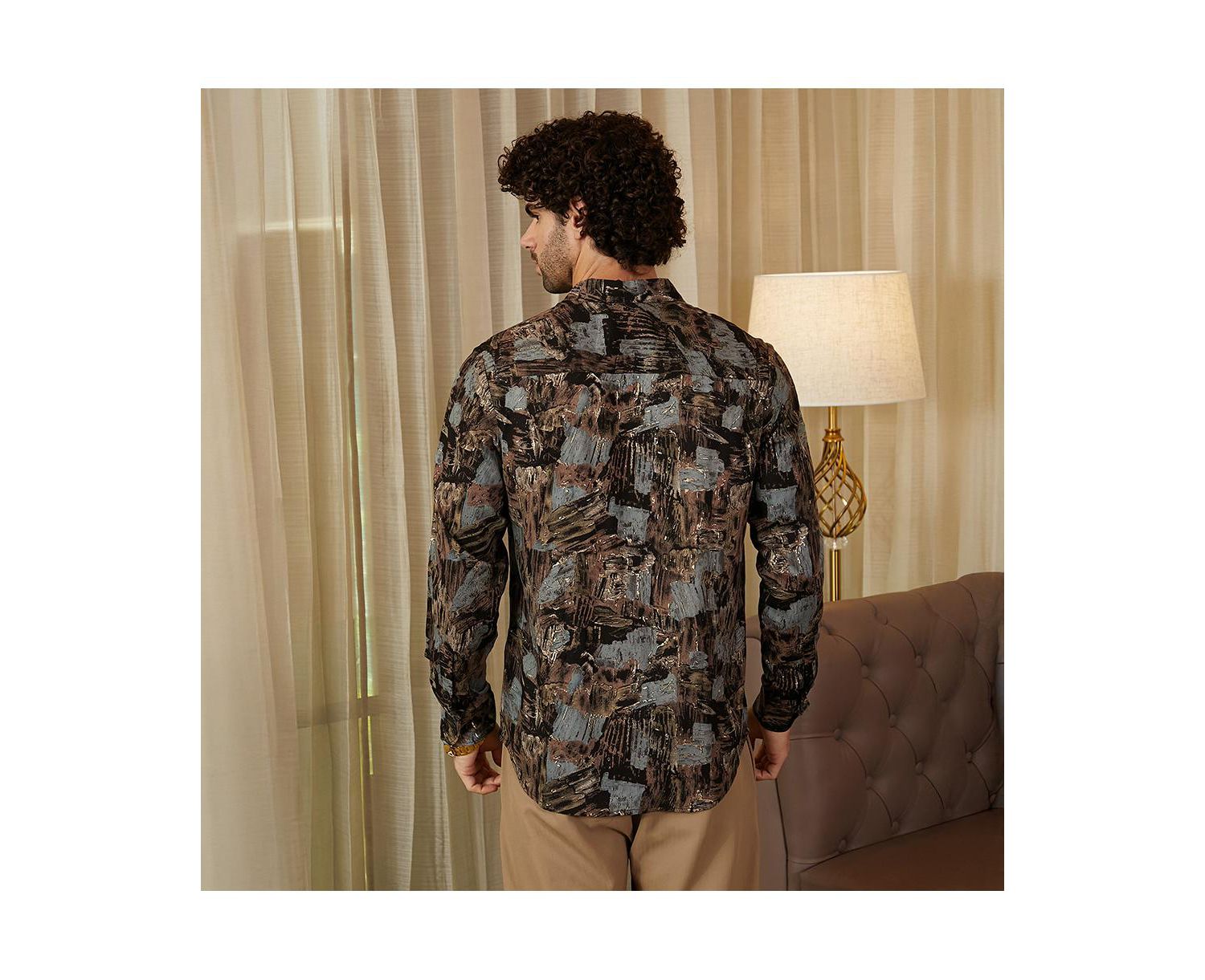 Men's Obsidian Black Impressionistic Strokes Shirt