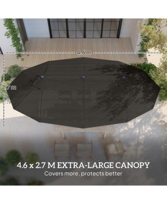 15' Backyard Double-Sided Steel Fabric Market Garden Umbrella Dark