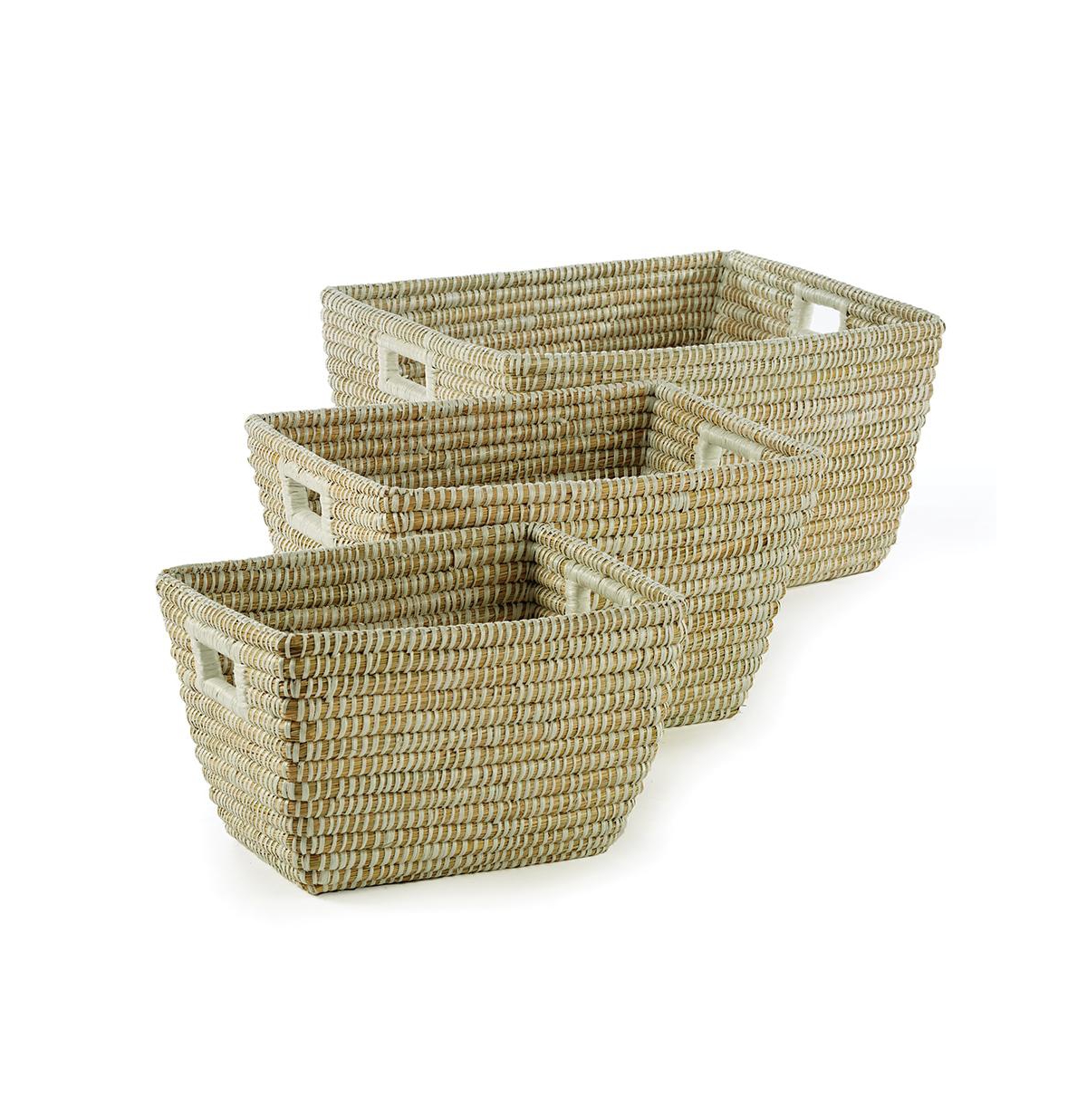 Rivergrass Rectangular Baskets With Handles Set of 3