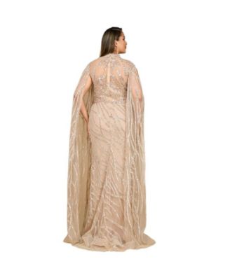 Women's High Neck Gown with Long Cape Sleeves