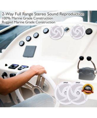 Waterproof Marine Speakers, Low-Profile Slim Style, 4.0'' -inch (100 Watt)