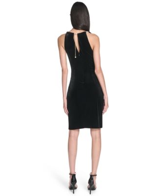 Women's Velvet Sleeveless Halter Neck Dress