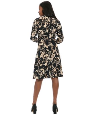 Petite Long-Sleeve Fit and Flare Dress