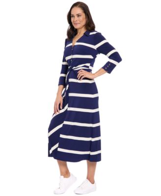 Petite Striped Collared Shirt Dress