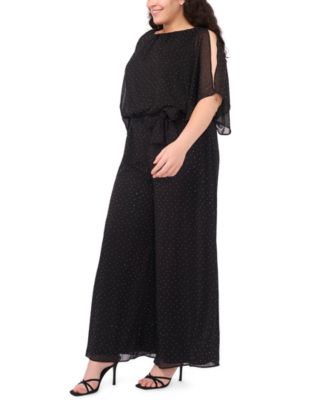 Plus Size Rhinestone Overlay Boat Neck Jumpsuit