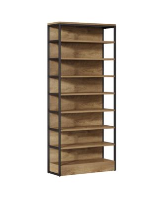 71" Tall Kitchen Pantry, 8-Tier Industrial Storage Etagere with Solid Back, Freestanding Pantry Organizer with Metal Frame