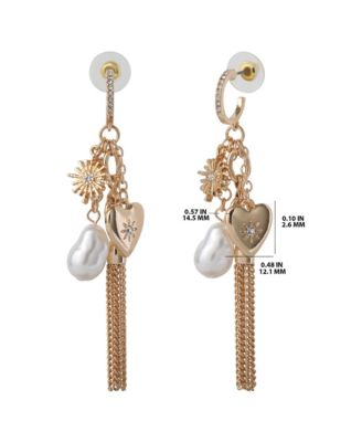 Multi-Charm Tassel Hoop Earrings