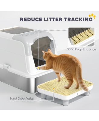 Stainless Steel Litter Box with Lid, Extra Large Cat Litter Box