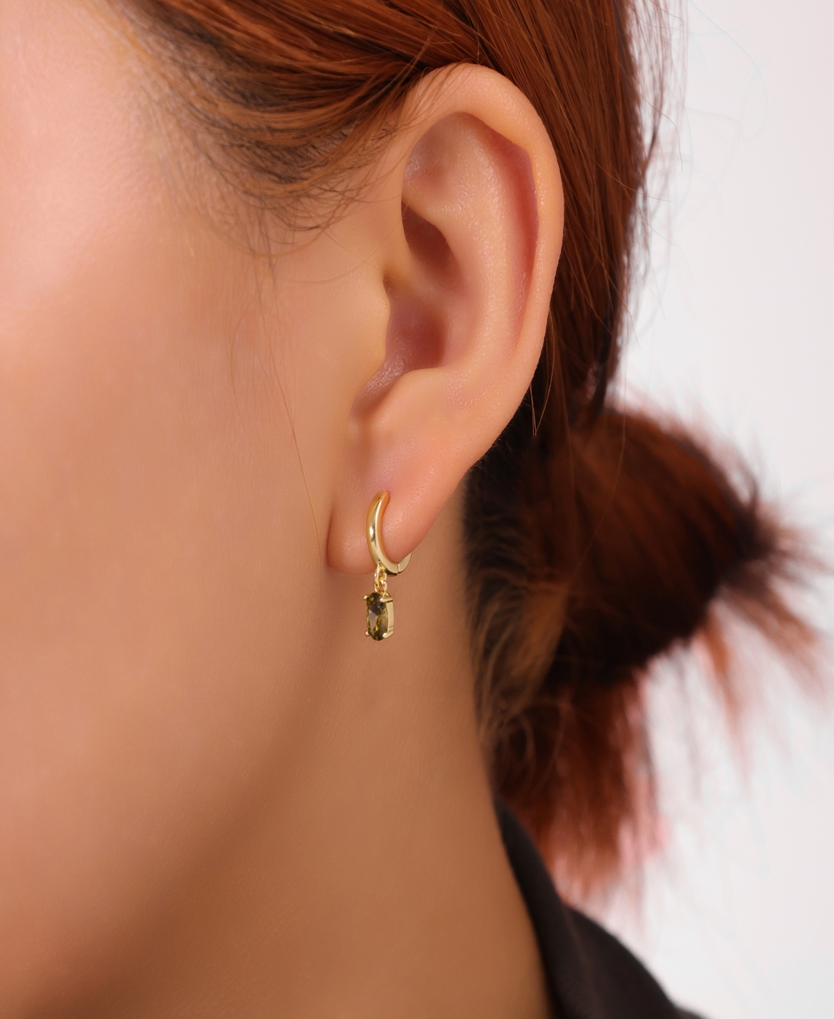 Unwritten Clear With Emerald Cubic Zirconia, Peridot Cubic Zirconia Andless Hoop Plain Post Hoop 3Pair Ear Set