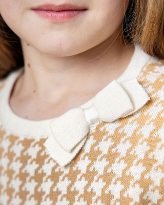 Toddler Girls Organic Long Sleeve Bow Detail Intarsia Sweater Dress