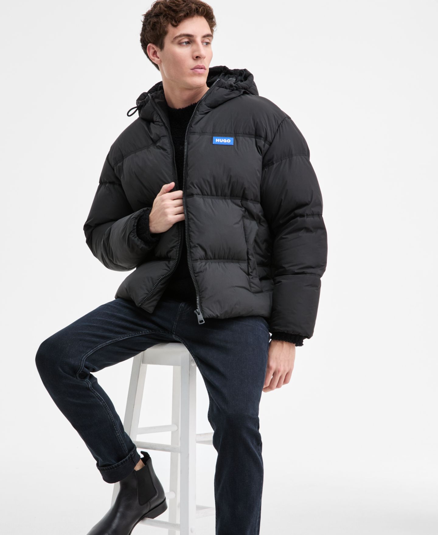 Мужская куртка Hugo Boss Bodo Hooded Puffer, цвет: Чёрный — фото 3