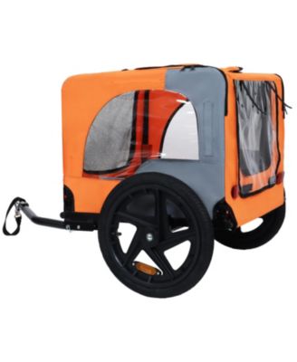 Orange Outdoor Heavy Duty Collapsible Pet Bike Trailer with Universal Hitch Foldable Dog Cargo Carrier Cart for Bicycles