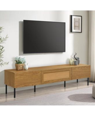 Storage Cabinet Modern Farmhouse Media TV Stand Console with Metal Legs
