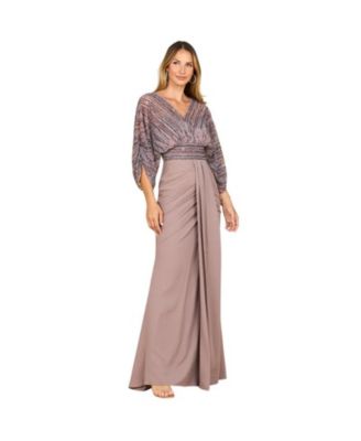 Women's Draped Skirt Gown with Cape Sleeves