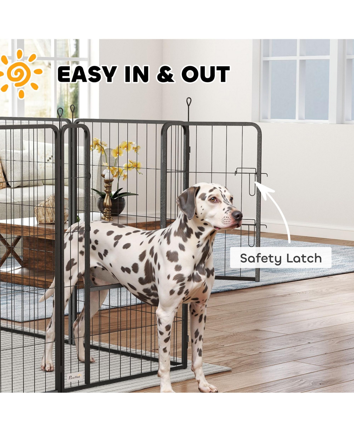 PawHut 39 Inch 8 Panel Heavy Duty Dog Playpen with Door,