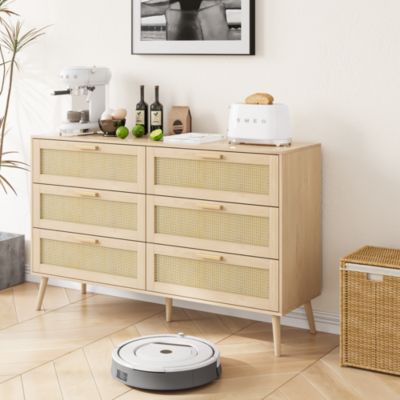 Rattan Storage Cabinet with 6 Drawers