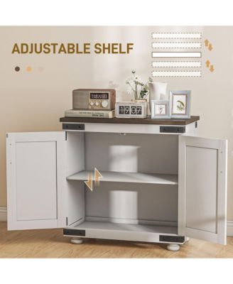 Sideboard, Buffet with Barn Door and Adjustable Shelf,