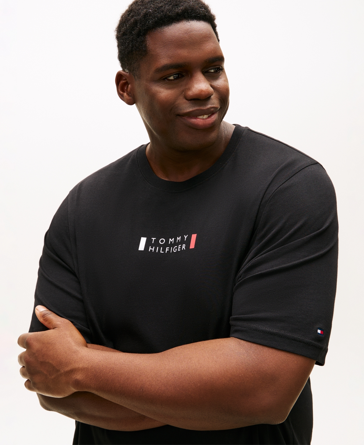 Tommy Hilfiger Men's Big & Tall Small Center Logo T-shirt In Black