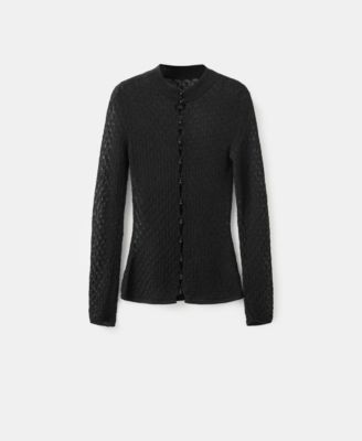 Women's Beading Detail Openwork Knit Sweater