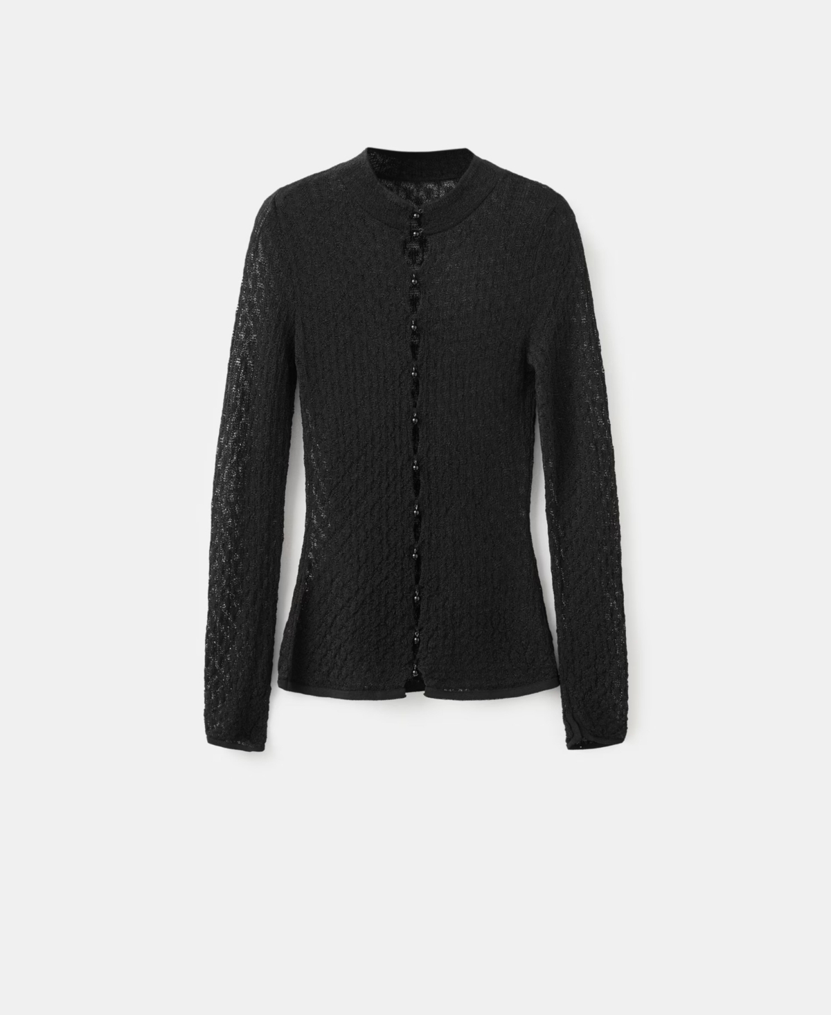 Mango Women's Beading Detail Openwork Knit Sweater In Black