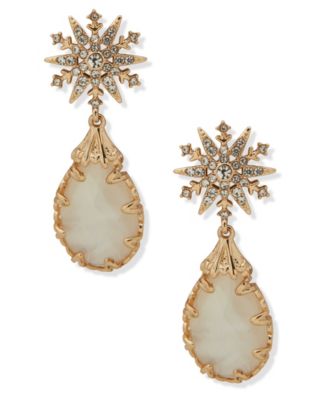 lonna & lilly - Gold-Tone Snowflake Post Drop Earrings