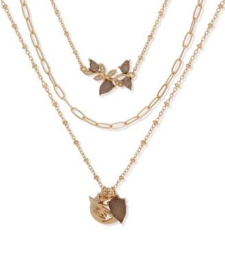 lonna & lilly - Glass Stone 3-Row Bird Branch Frontal Necklace