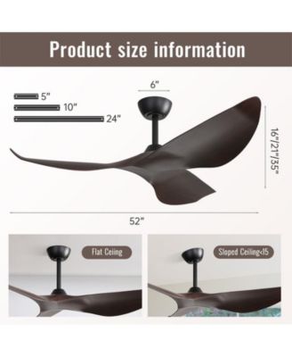 52-inch Lightweight Modern Black 3-Blade Ceiling Fans with Remote Control Function