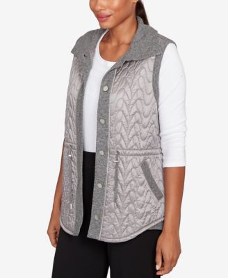 Petite Button Front Quilted Vest