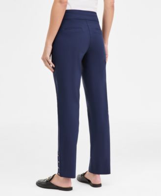 Women's Side-Button Pull-On Straight-Leg Pants, Macy's Exclusive