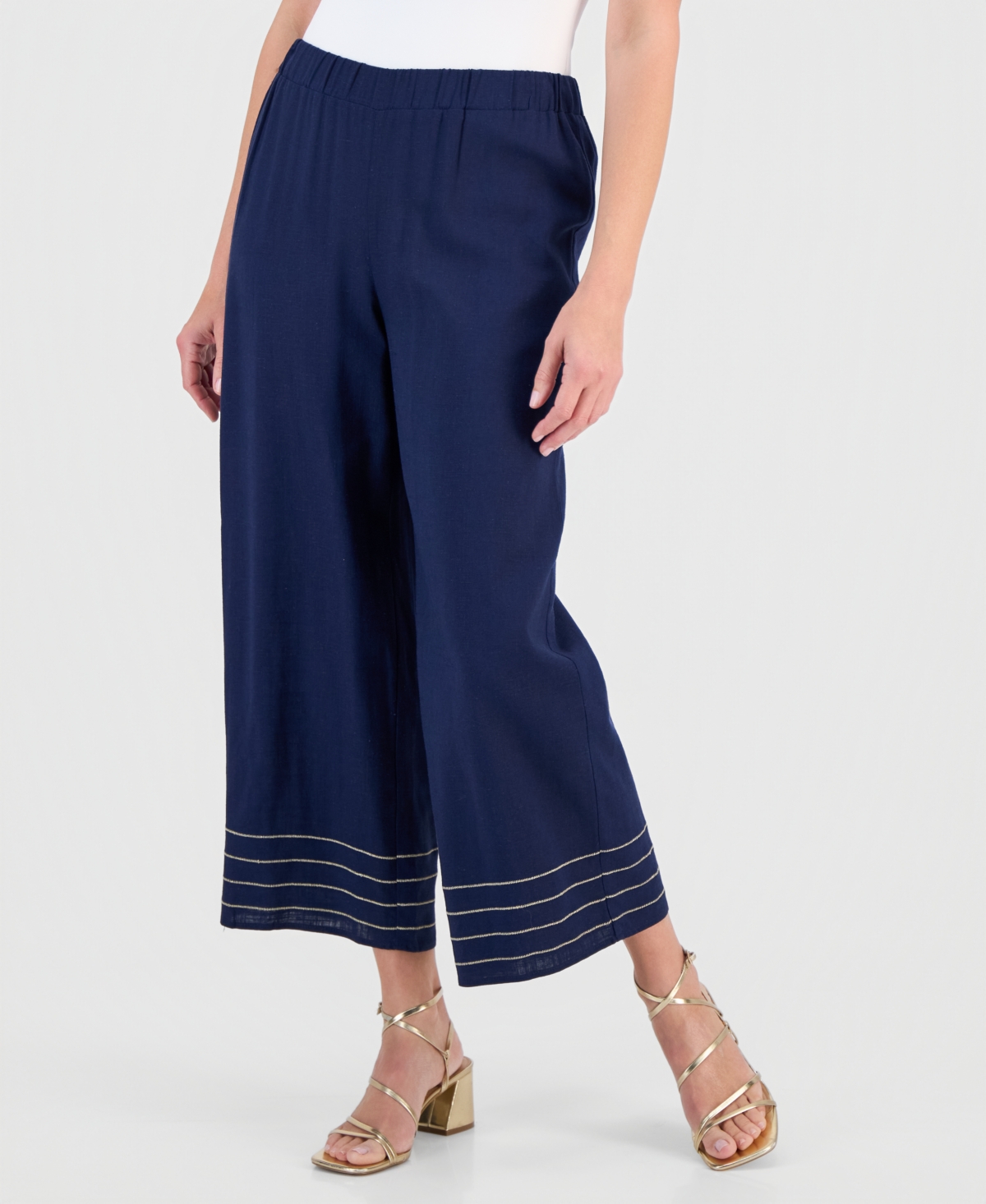 Jm Collection Women's Trapunto Stitch Pull-On Wide-Leg Pants, Macy's Exclusive