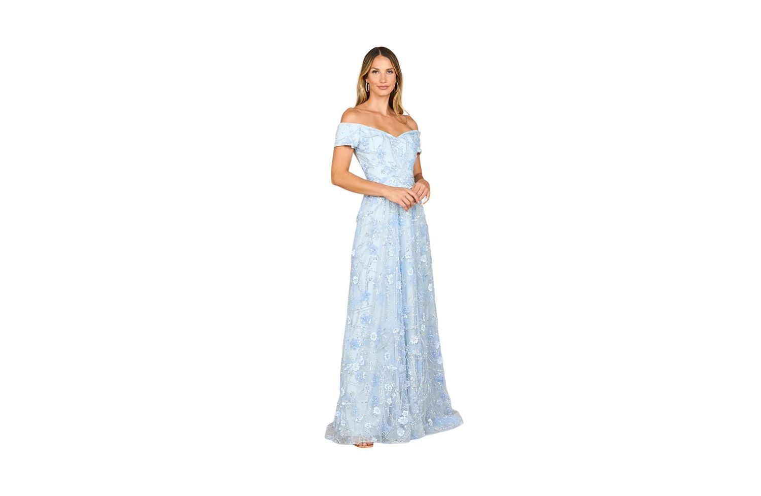 Women's Off Shoulder A-Line Floral Gown