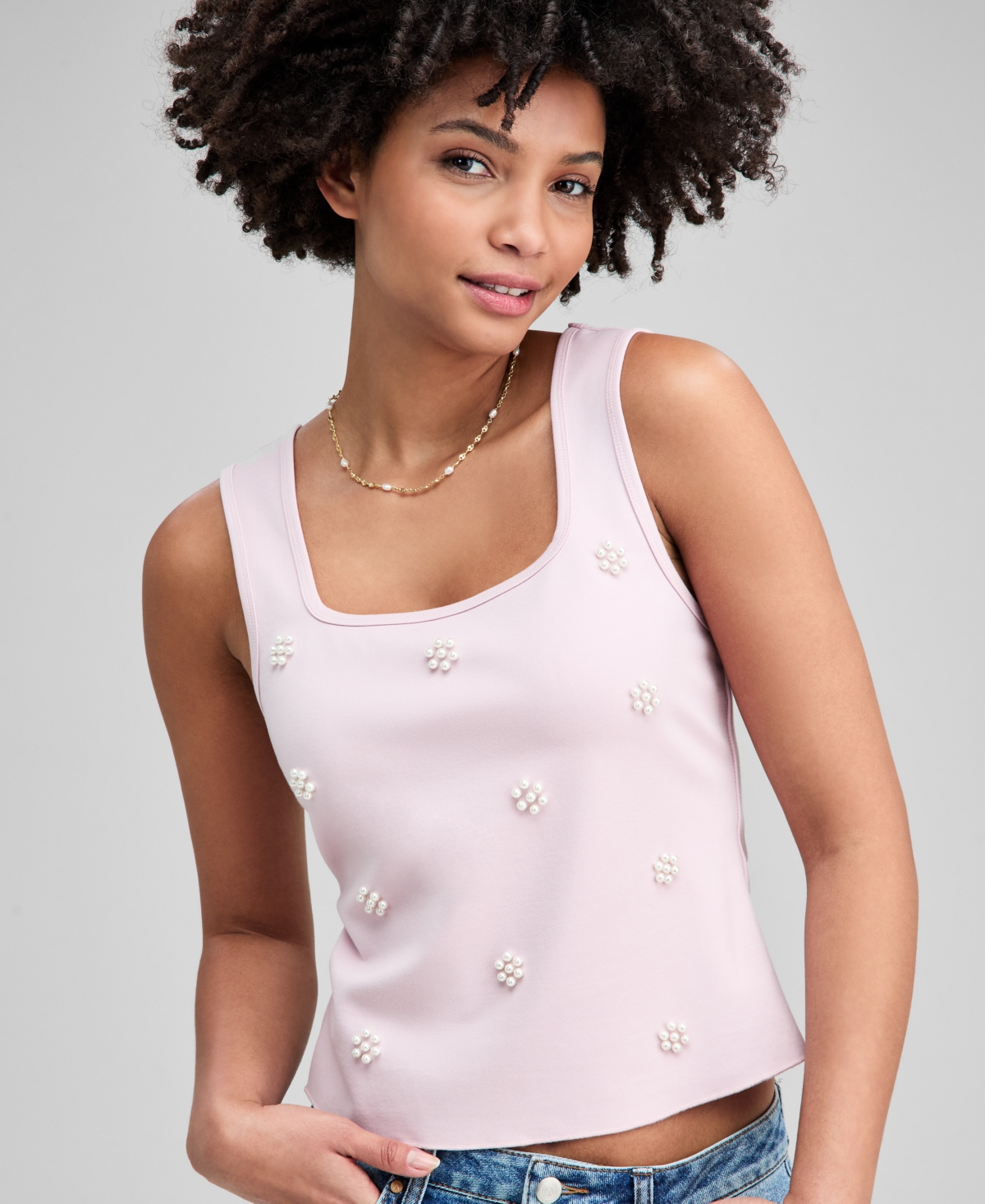 And Now This Petite Embellished Pearl-Cluster Tank Top, Macy's Exclusive