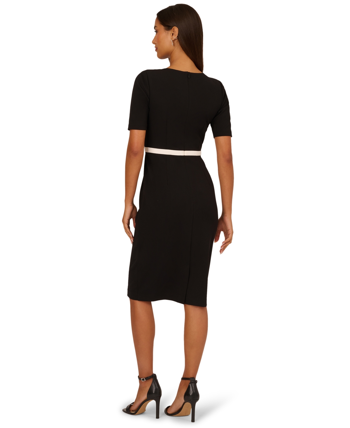 Adrianna Papell Women's Contrast Short-Sleeve Trimmed Dress