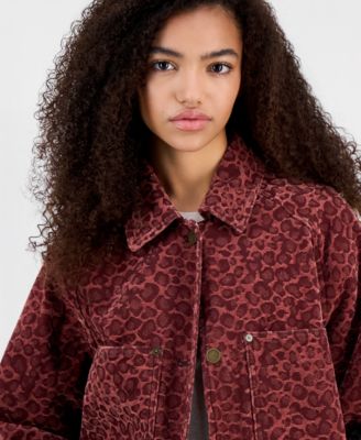 Women's Flocked Animal Printed Long-Sleeve Jacket