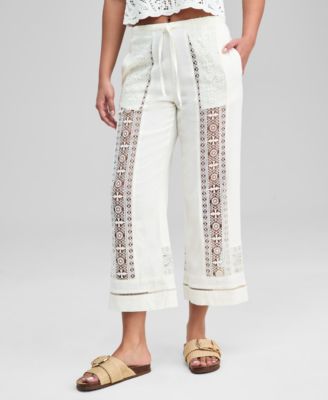 Women's Crochet-Inset Drawstring Pants, Macy's Exclusive
