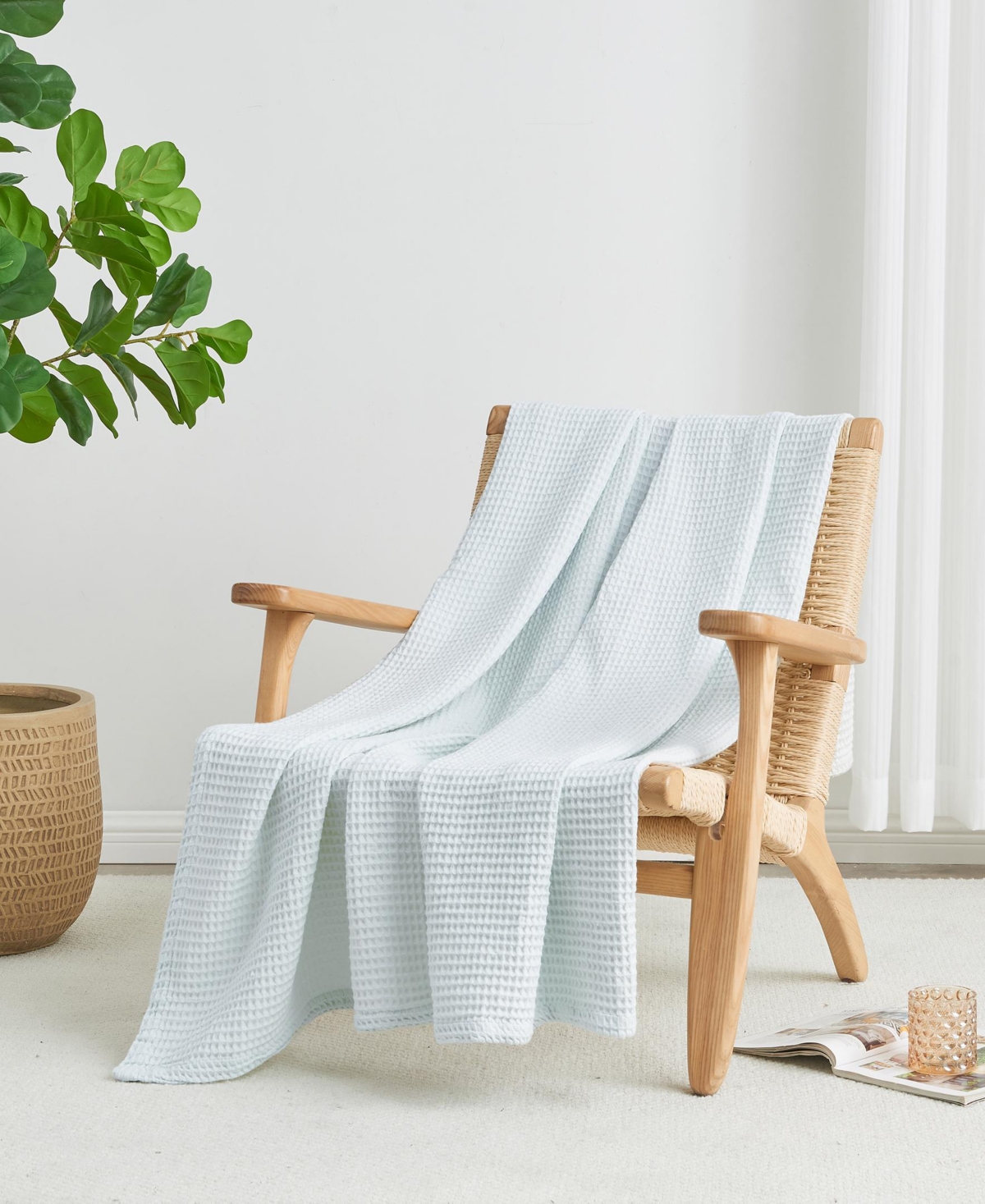 Linery & Co Waffle Weave Textured Cotton Blanket