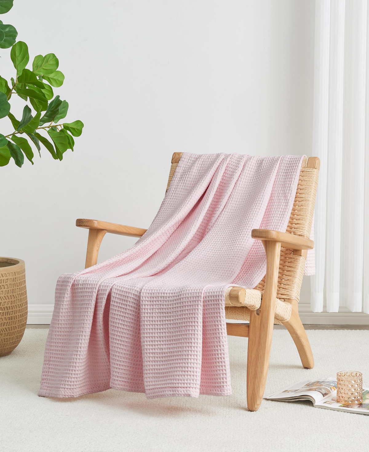 Linery & Co. Waffle Weave Textured Cotton Blanket