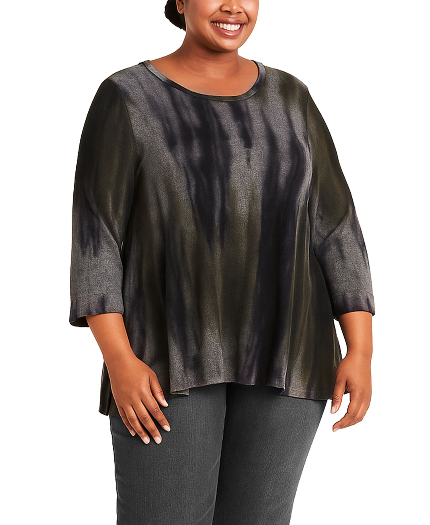 Plus Size Tie Dye Cozy Button Back Top