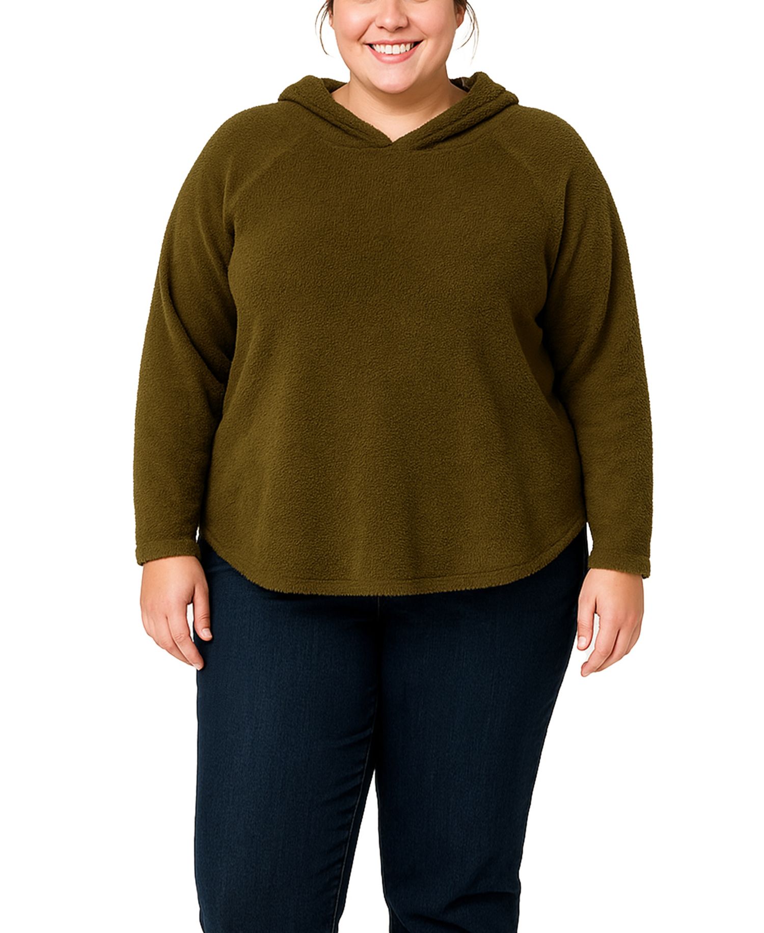 Plus Size Cozy Rib Long Sleeve Hoodie Top