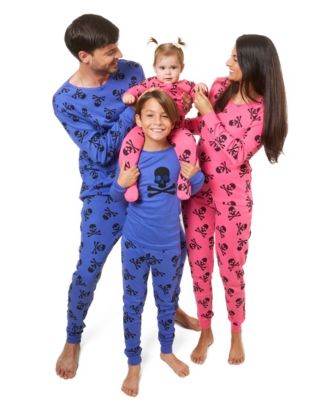 Matching Family Pink & Blue Skulls Cotton Halloween Pajamas
