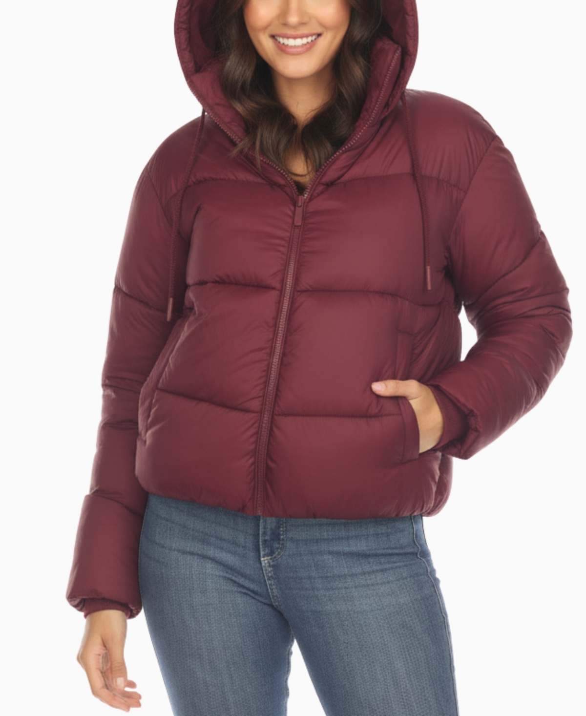 White Mark Women's Quilted Puffer Full Front Zipper Jacket In Multi