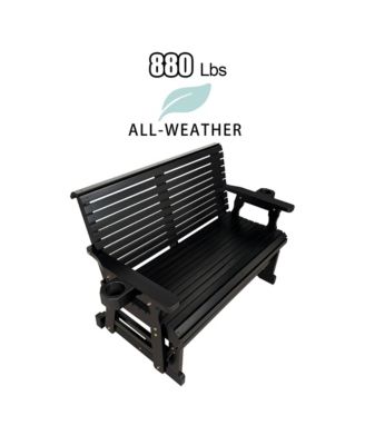 Patio Glider with Cup Holders, High Roll Back and Deep Contoured Seat,Heavy Duty 800 Lb