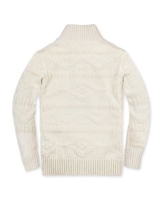Boys Organic Long Sleeve Half Zip Cable Pullover Sweater