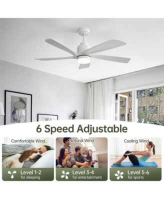 52-inch Modern Stylish White 5-Blade Ceiling Fan with Remote Control and Light Source