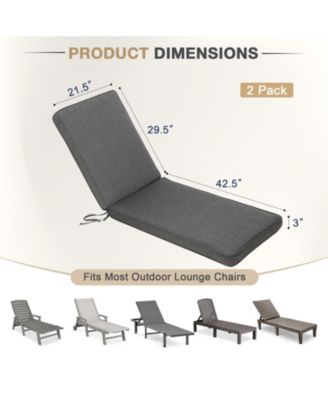 Outdoor Lounger Cushion 41.7''Lx22''Wx3''H Chair Seat Cushion - Set of 2