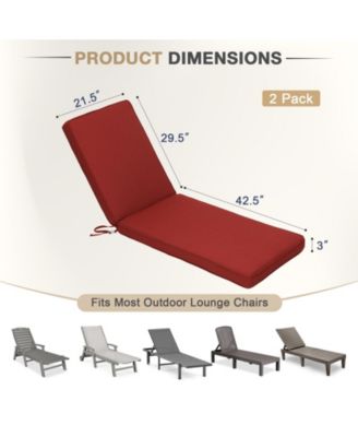 Outdoor Lounger Cushion 41.7''Lx22''Wx3''H Chair Seat Cushion - Set of 2